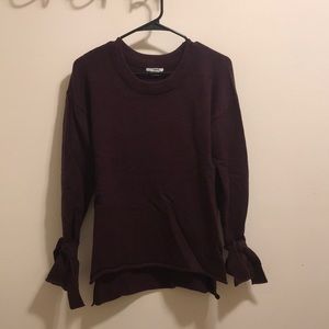 Bar III Maroon Tie-Sleeve Sweater